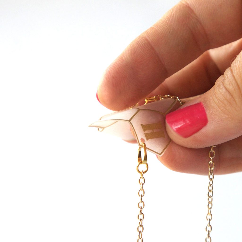 Personalised Gold Hexagon Necklace Marmalade design jewellery Shop