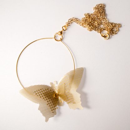 triple butterfly hoop necklace