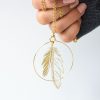  Double Feather Gold Hoop Necklace