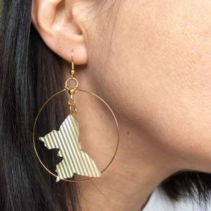 gold hoop butterfly earrings