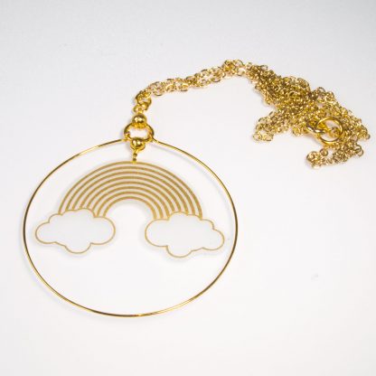 gold rainbow hoop necklace
