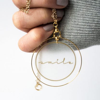 smile gold hoop pendant necklace