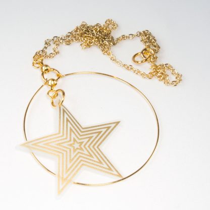 Gold Star Hoop pendant necklace for women