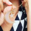  Moon & Star Gold Hoop Necklace