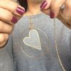  Large Heart Gold Hoop Necklace