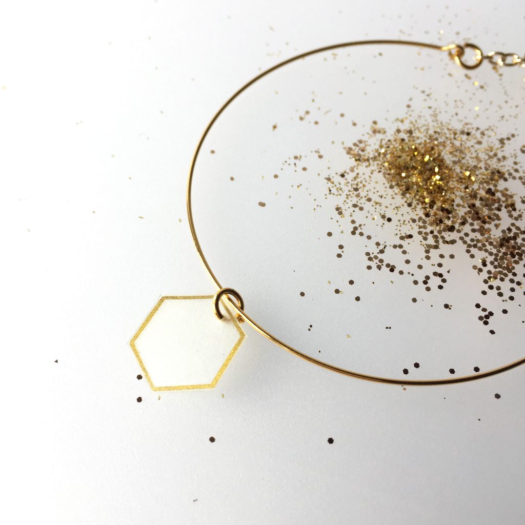 Adult Gold Hexagon Charm Bracelet Marmalade design jewellery Shop