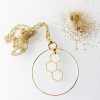  Small Gold Hexagon Hoop Necklace