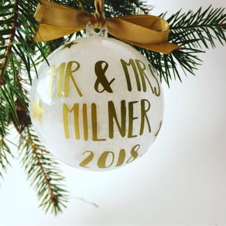 Personalised Newly Wed Christmas Bauble