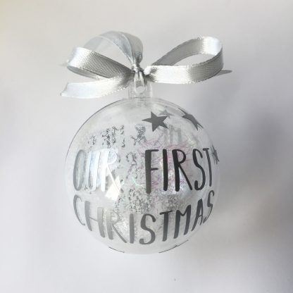 silver personalised christmas bauble
