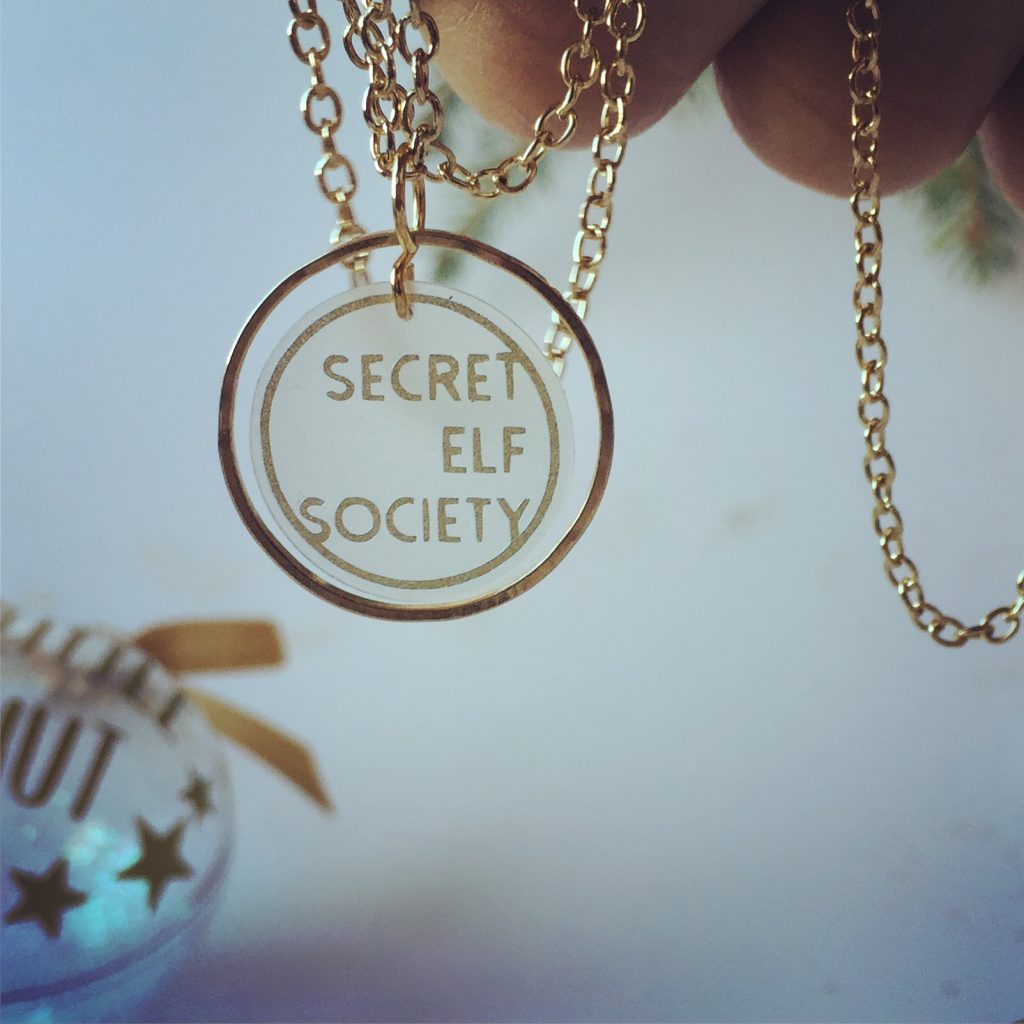 Secret Elf Society Gold Hoop Pendant Necklace