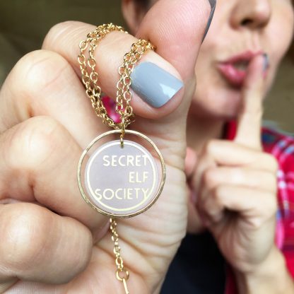 Secret Elf Society Gold Hoop Pendant Necklace