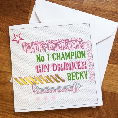 Personalised Christmas Gin Drinker Card