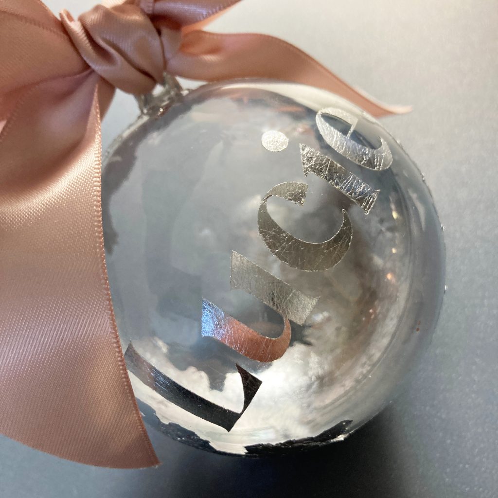 personalised Christmas silver bauble