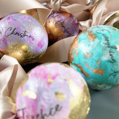 Personalised Gold Leaf Christmas Tree Bauble