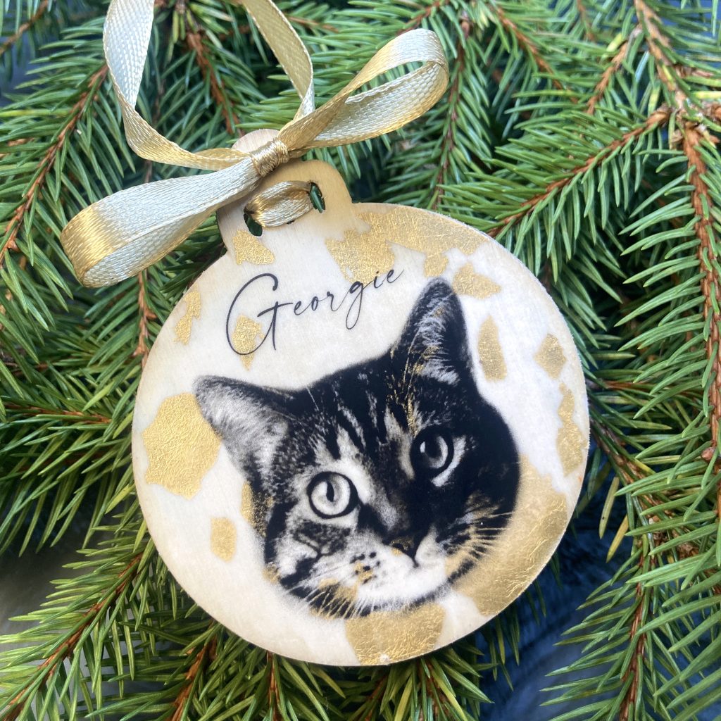 Personalised cat Christmas tree bauble, the perfect cat gift