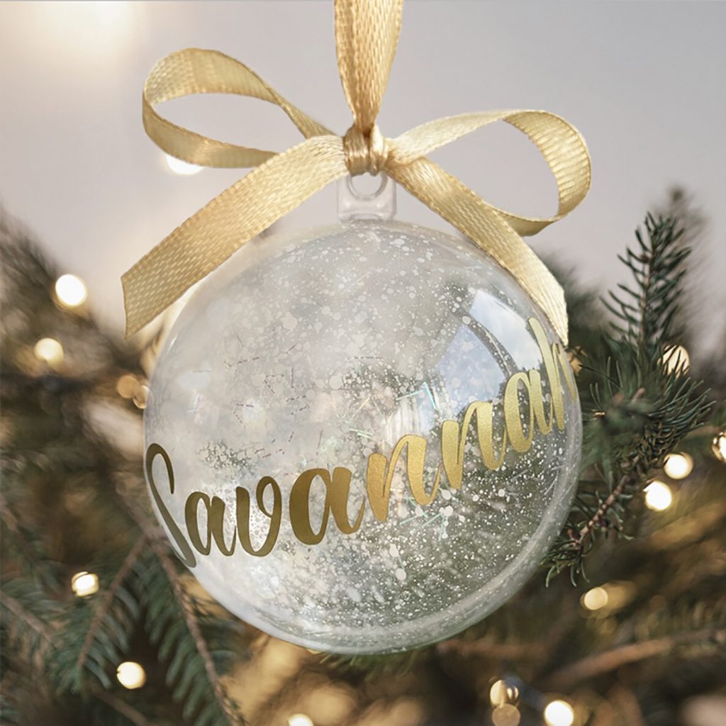 personalised Christmas bauble gold
