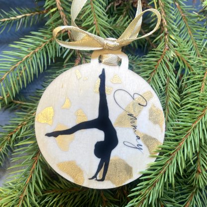personalised gymnast Christmas tree bauble, the perfect gymnastics gift