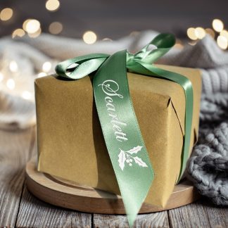 Personalised christmas gift ribbon wrapping