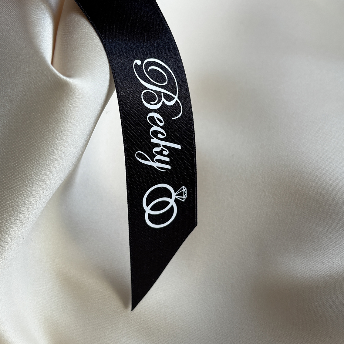 personalised wedding ribbon black white