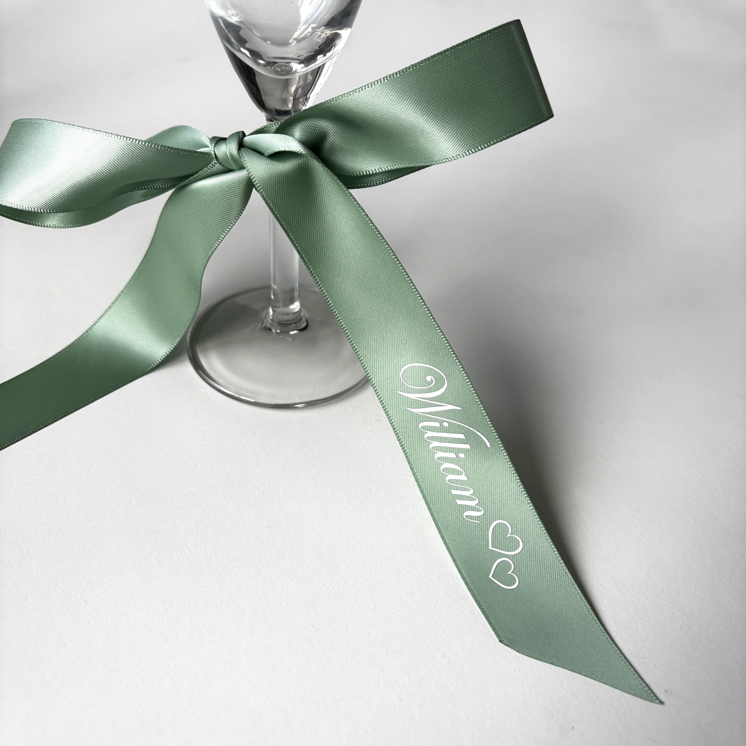personalised wedding ribbon sage bow