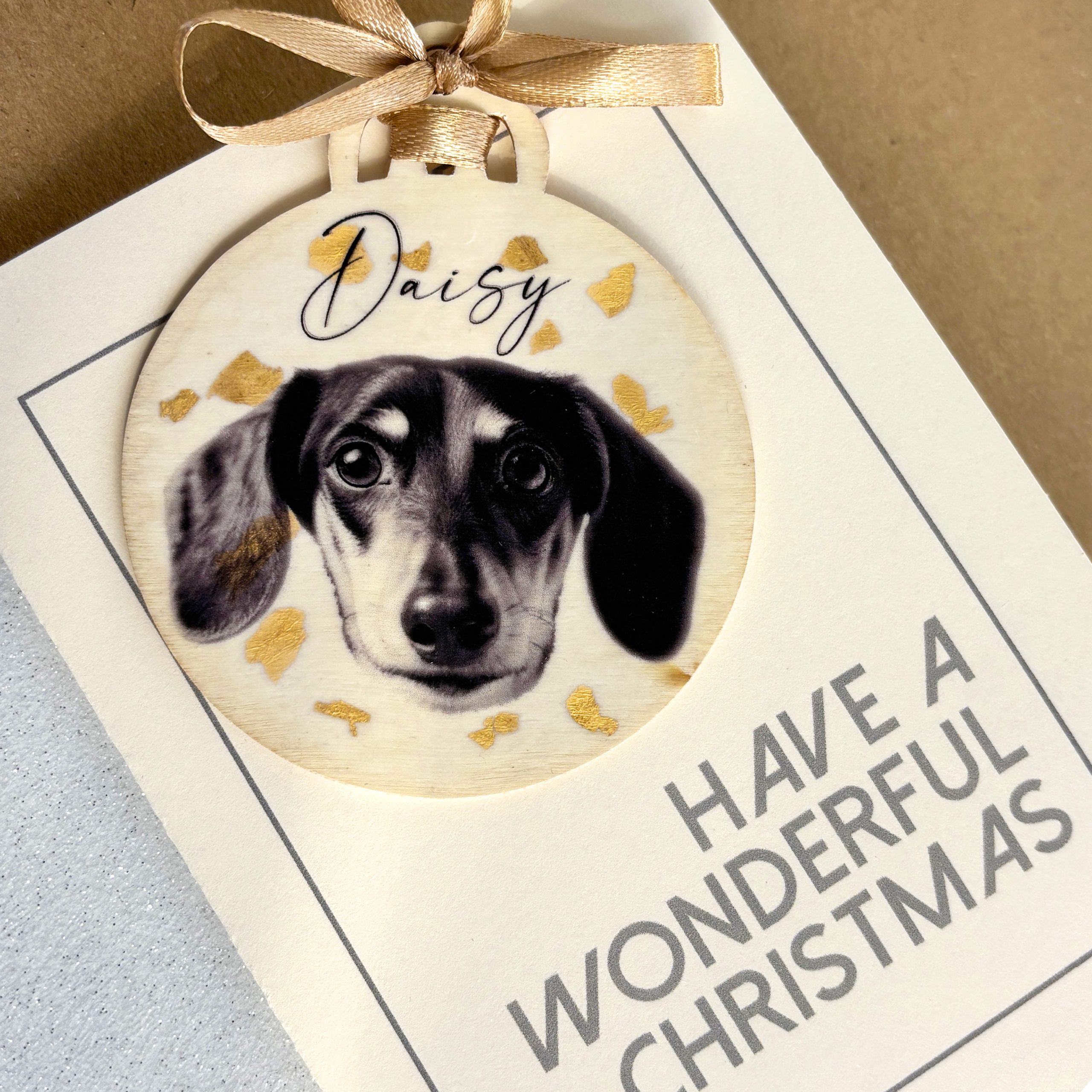 Marmalade Dachshund personalised Christmas tree bauble decoration